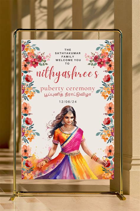 Puberty Ceremony Welcome Sign Half Saree Ceremony Welcome Sign Instant Download Editable Digital