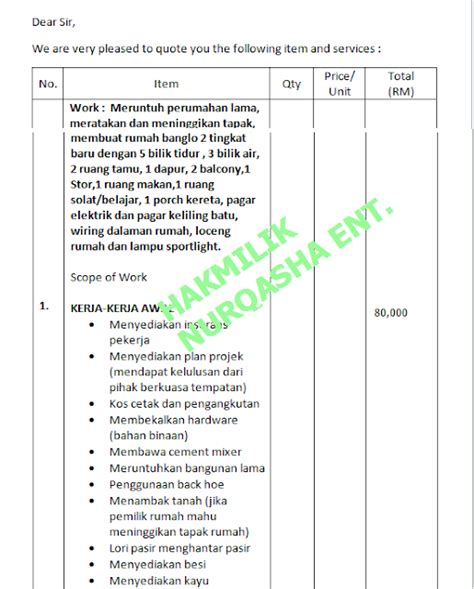 Ubah Sekarang Contoh Sebutharga Rm 300000 400000