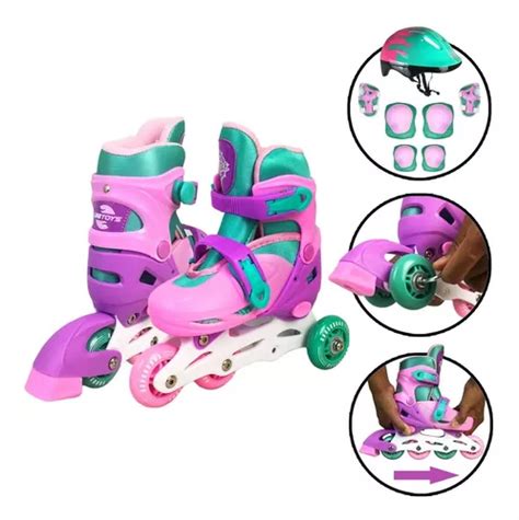 Patins Feminino Infantil Kit Prote O Completo Frete Gr Tis