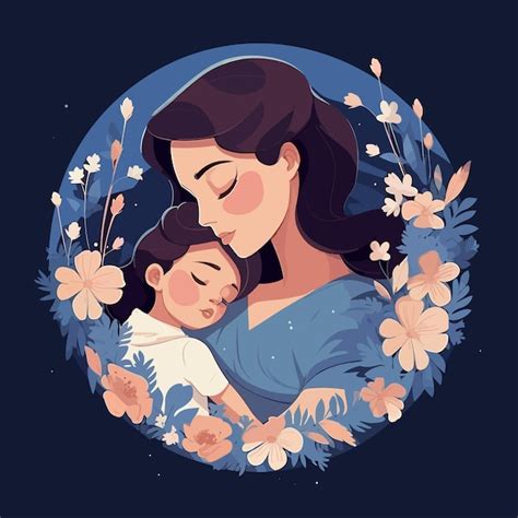 Premium Vector | A cartoon drawing of a mother and her baby