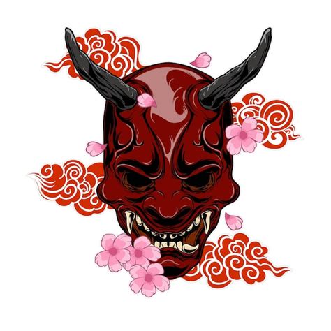 Oni Mask Japanischer Teufel Illustrationen Premium Vektor