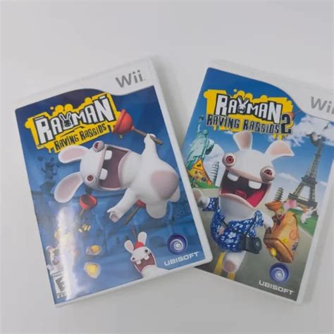 Nintendo Wii Rayman Raving Rabbids And Bundle Lot Complete W