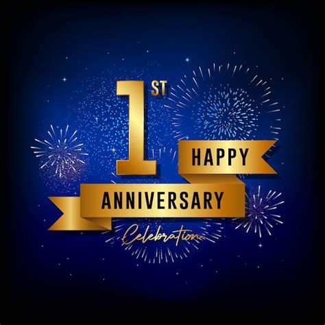 Premium Vector 1st Anniversary Template Design With Golden Ribbon