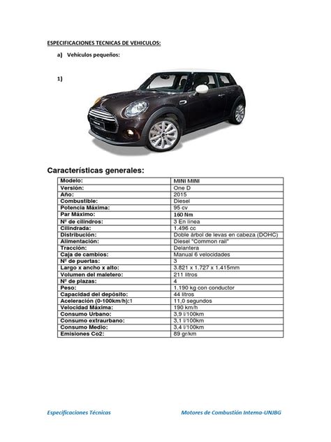 Especificaciones Tecnicas De Vehiculos