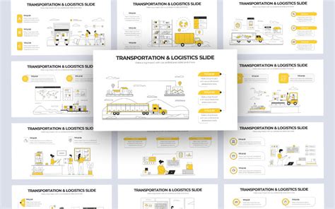 Plantilla de PowerPoint infografía vectorial de transporte y logística