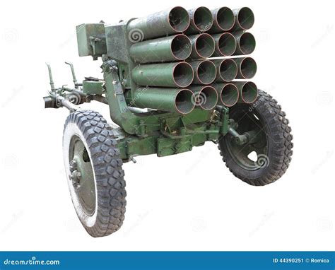 Old Russian Mobile Rocket Launcher Isolated Over White Stock Image