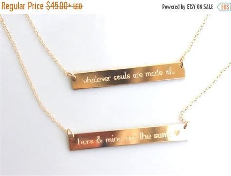 ON SALE Custom Engraved Necklace Gold Bar by LillaDesigns on Etsy