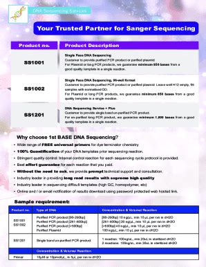 Fillable Online Sanger Dna Sequencing Sample Submission Mgh Dna Core