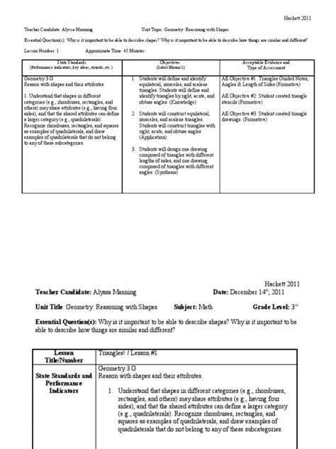 Triangles Lesson Plan Triangle Shape