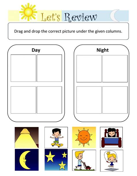 Day And Night Exercise For Pre School Live Worksheets Worksheets Library