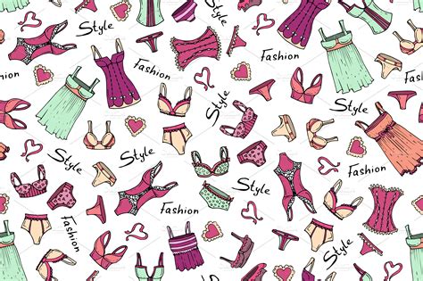 Pattern With Hand Drawn Lingerie ~ Graphic Patterns ~ Creative Market