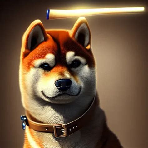 Muscular Shiba Inu Holding A Baseball Bat Wearing A Stable Diffusion