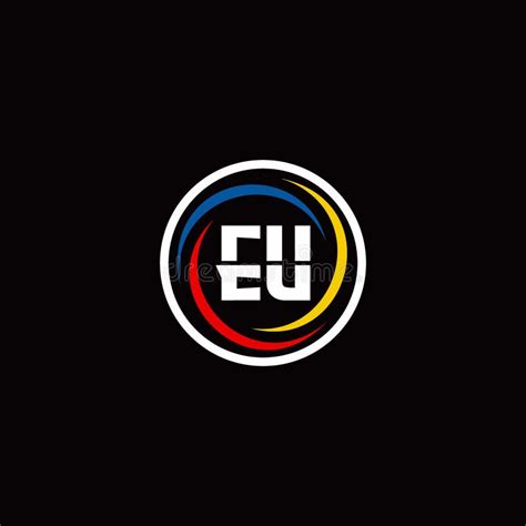 EU Monogram Logo Isolated On Circle Shape With 3 Slash Colors Rounded