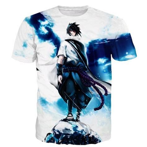 Sasuke Uchiha Tie Dye Style Naruto Abstract Blue Cool 3d T Shirt