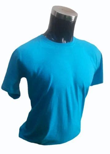 Men Plain Sky Blue Cotton T Shirt Round Neck At Rs 250 In New Delhi