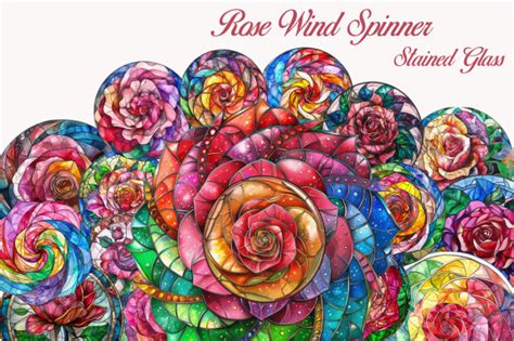 Rose Wind Spinner Stained Glass Graphic By Tshirtado Creative Fabrica