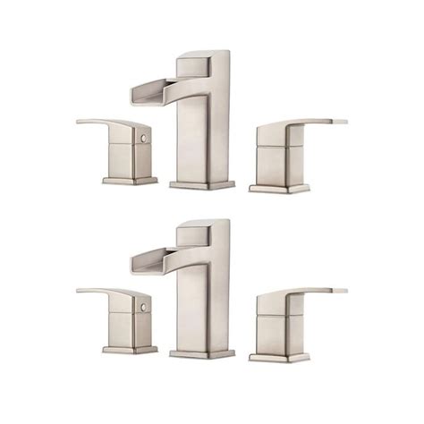 Pfister Kenzo Brushed Nickel Widespread 2 Handle Watersense Waterfall Bathroom Sink Faucet With