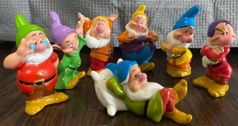 Walt Disney Sette Nani Set Completo Figurine Biancaneve Figura Pvc