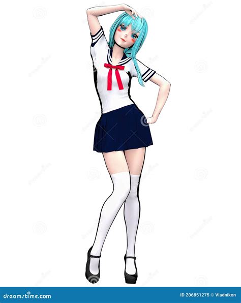 3d Comics Cosplay Anime Girl Stock Illustration Illustration Of Japan Hair 206851275