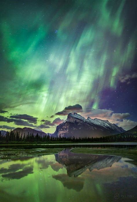 Aurora Northern Lights At The Banff National Park In Alberta Canada