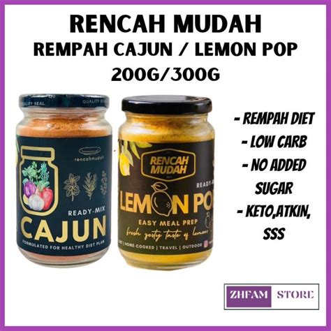 Rempah Rencah Mudah Cajun Dan Lemon Pop Rempah Diet Perap Keto Atkin