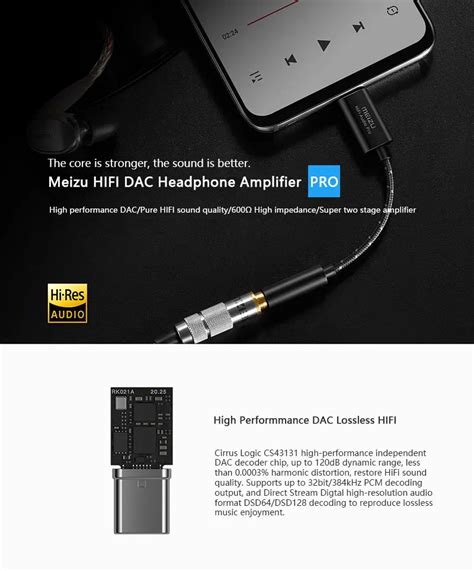 Meizu HiFi Audio Pro type-c to 3.5mm DAC decoding Headphone Amplifier ...