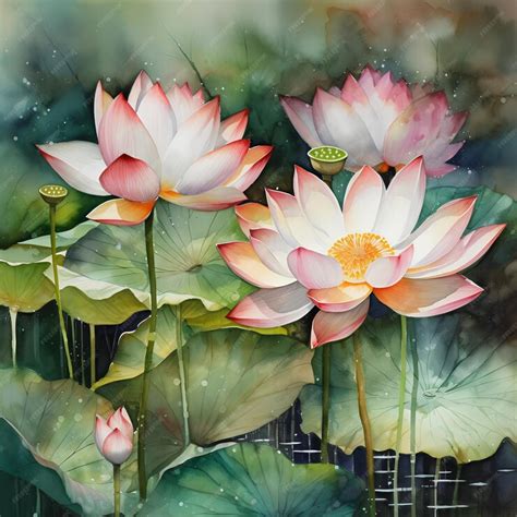 Premium AI Image | Watercolor lotus flower painting Lotus illustration