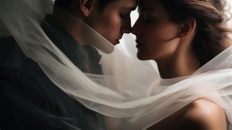 Premium Ai Image Minimalistic Wedding Bride And Groom Kissing Under