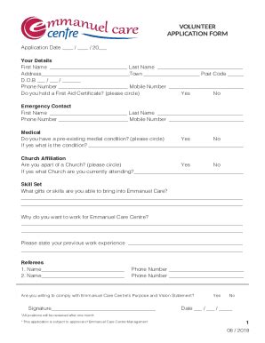 Fillable Online Volunteer Application Form Volunteering Solutions Fax