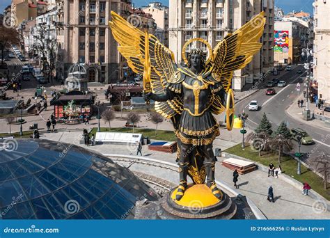 Statue Of Saint Michael The Archangel Patron Of Kyiv In Independence