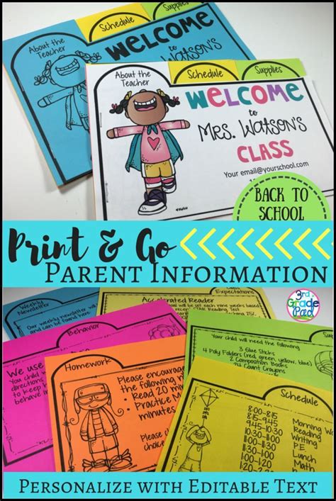 Back To School Editable Parent Information Meet The Teacher Flip Book