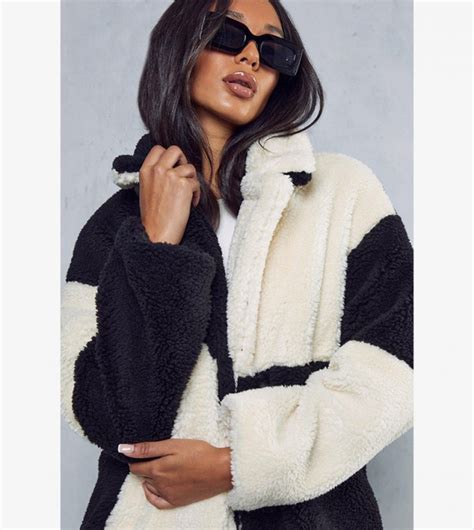 Buy Misspap Two Tone Color Block Teddy Coat In Black Thstreet Saudi