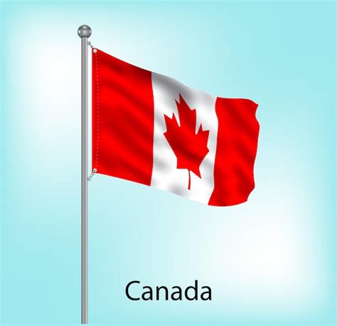 Premium Vector Canada Waving Flag On Flagpole Vector