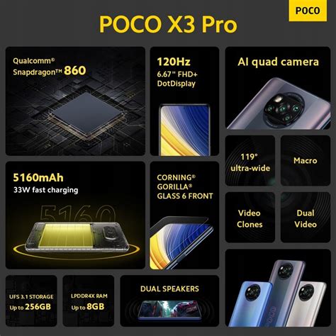 Smartfon Xiaomi POCO X3 Pro 8 GB 256 GB Czarny Sklep Opinie Cena