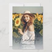 Modern Elegant Script Overlay 2 Photo Graduation Announcement Zazzle