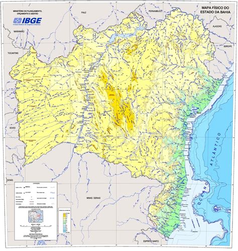 Mapa físico del Estado de Bahía Tamaño completo Gifex