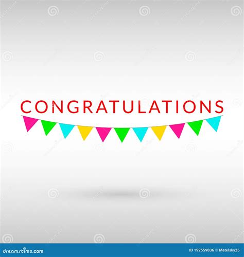 Congratulations Banner Congratulate Text With Colorful Bunting Flags Birthday Party Design