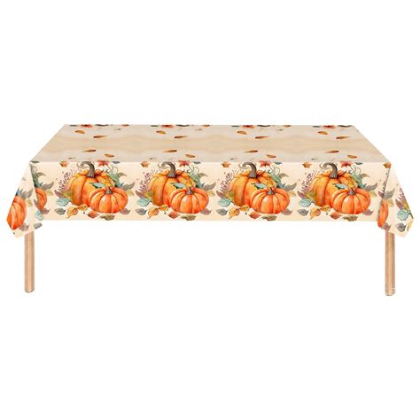 Fall Pumpkin Plastic Tablecloth Thanksgiving Party Tablecloths Maple Leaf Table Cover Rectangle