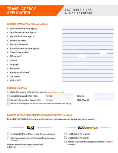 Travel Agency Form Examples Format Pdf