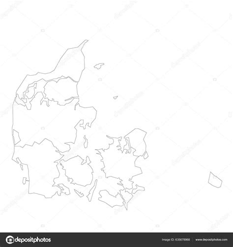 Denmark Political Map Administrative Divisions Regions Blank Outline