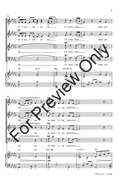 The Call Satb By Regina Spektorarr Dian Jw Pepper Sheet Music