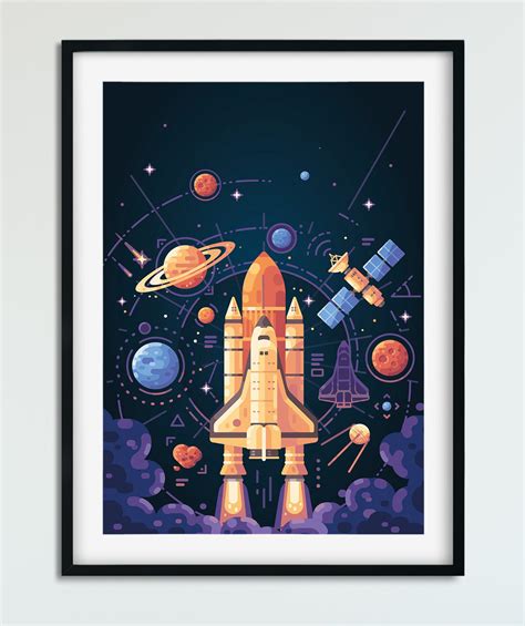 Space Wall Art Set of 6 Prints Space Themed Nursery Outer - Etsy