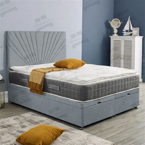 OTTOMAN STORAGE GAS Lift Up Double King Size Fabric Bed With Sunrise