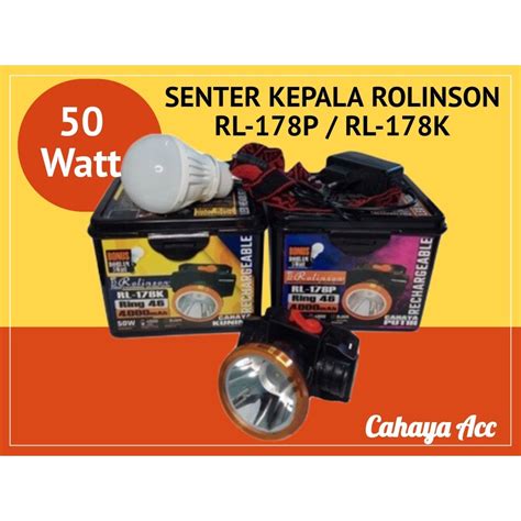 Jual Senter Kepala Led Super Terang 50Watt Rolinson RL 178P Cahaya