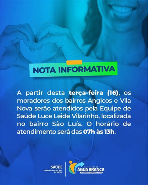 Saúde de Água Branca informa mudança no atendimento a moradores dos