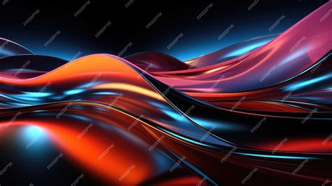 Premium AI Image | Neon colored waves on a dark background abstract ...