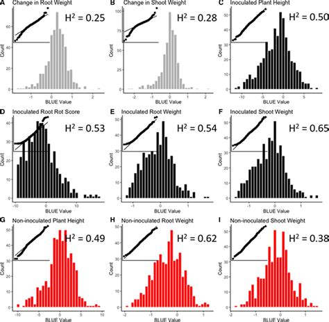 Histogram Of Best Linear Unbiased Estimate Blues For Nine Traits