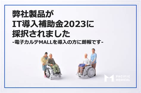 弊社電子カルテmallがit導入補助金2023に採択されました 株式会社パシフィックメディカル