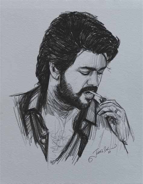 Artstation Leo Thalapathy Vijay Anna Getup Pencil Sketch 2023 Leo