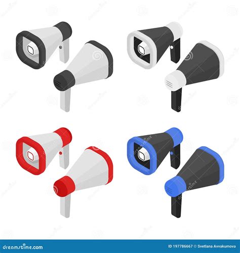 Set Of Loudspeakers In 3d View Stock Vector Illustration Of Communication Background 197786667